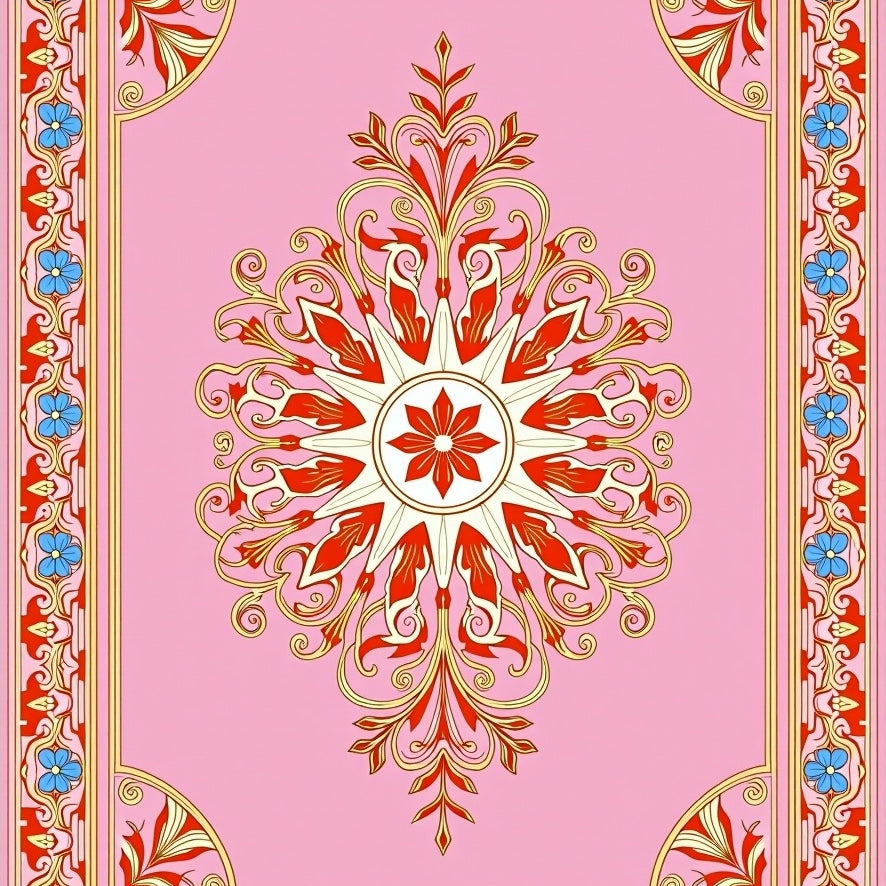 Medallion Blossom with Petal Scrollwork Flourish (Pink) - ODIKA