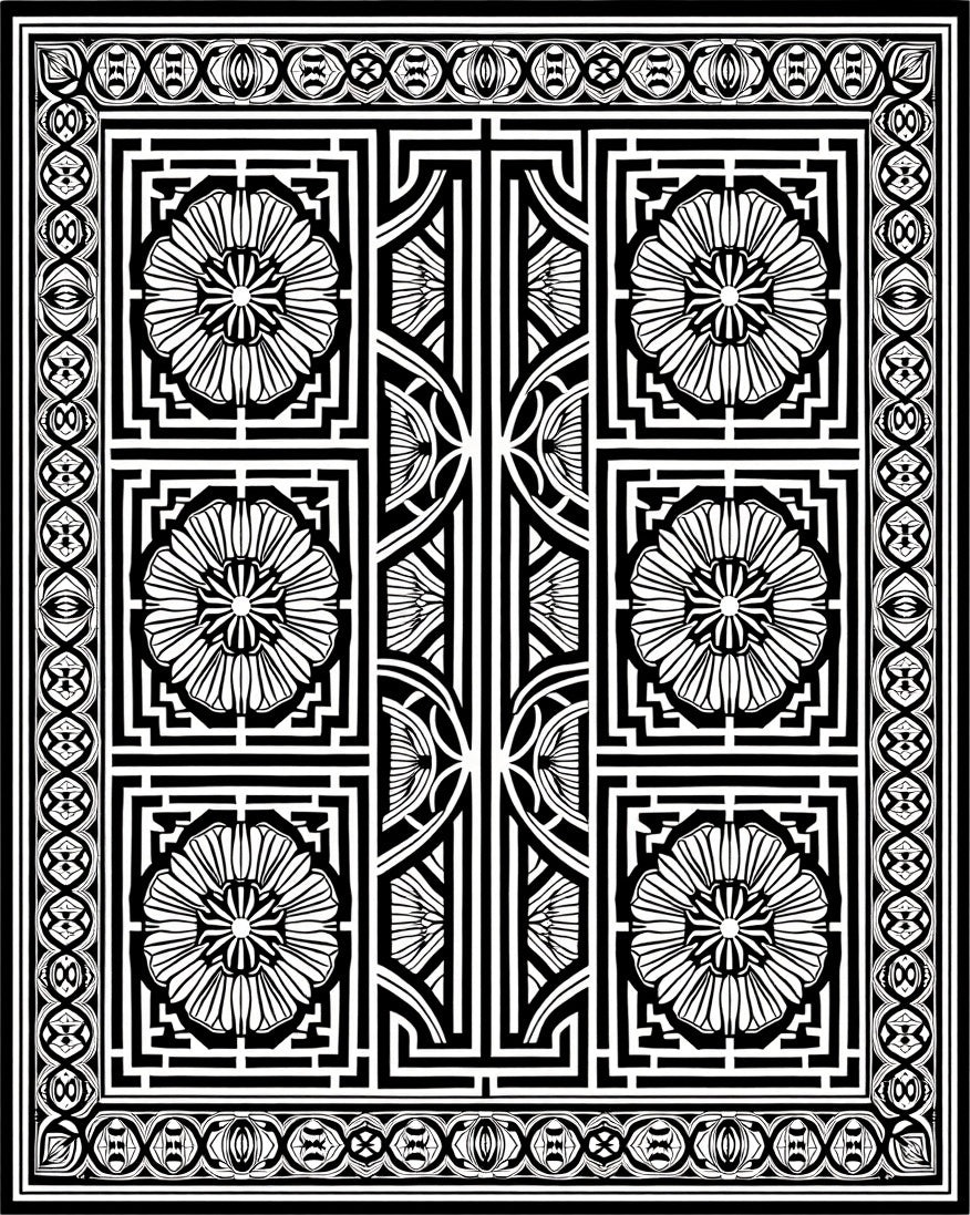 Aztec Maze Medallion with Artisan Motif Interplay (Black) - ODIKA