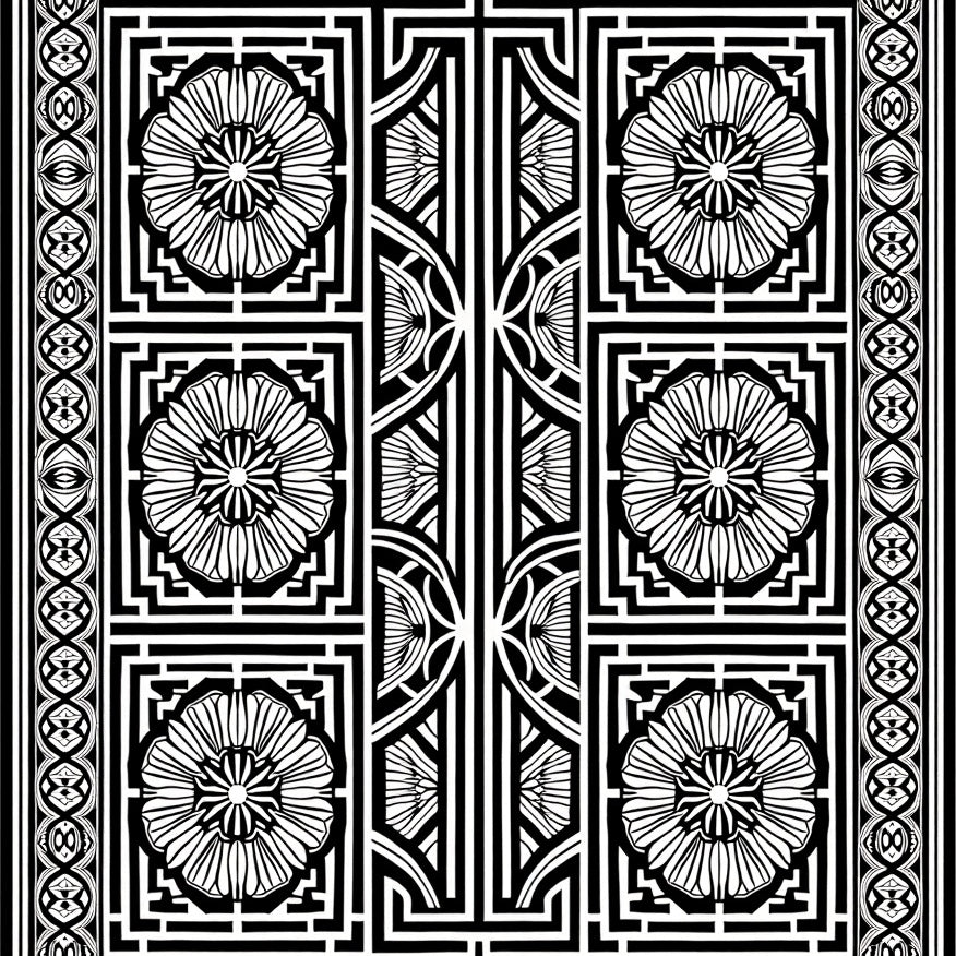 Aztec Maze Medallion with Artisan Motif Interplay (Black) - ODIKA