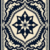 Vintage Distressed Medallion Interlocking Boho Faded Heritage (Black)