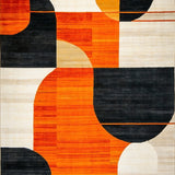 Copper Black Orange Geometric Abstract Design(Orange)