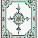 Vintage Medallion Heritage Print with Distressed Botanical Motifs(Teal)