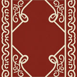 Botanical Vine Scrolls and Interlocking Lattice Design(Red)