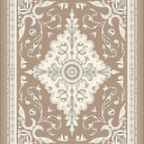 Damask Scrollwork Flourish Elegant Transitional Floor Covering(Brown)