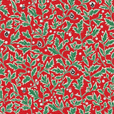 Festive Holly Leaves Botanical Traditional Decorative Accent(Red)