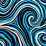 Retro Swirl Motif with Abstract Fluid Waves and Vintage (Blue)
