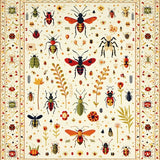 Boho Insect Print Beige Area(Beige)