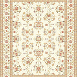 Low Pile Retro Beige Delicate Vintage Floral Lattice(Beige)