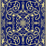 Art Nouveau Inspired Swirling Petal Mosaic with Stylized Blossoms (Blue) - ODIKA