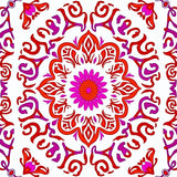 Burst Swirl with Ornate Floral Motifs (Red)