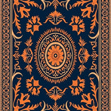 Abstract Brushstroke Medallion Vintage Heritage Handwoven(Orange)