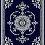 Elegant Medallion Entryway Absorbent Doormat With Ornate Floral Motifs(Blue)
