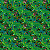 Cheerful Holiday Cats Amidst Sparkling Light Trails(Green)