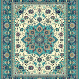 Colorful Boho Chic Geometric Medallion Area(White)