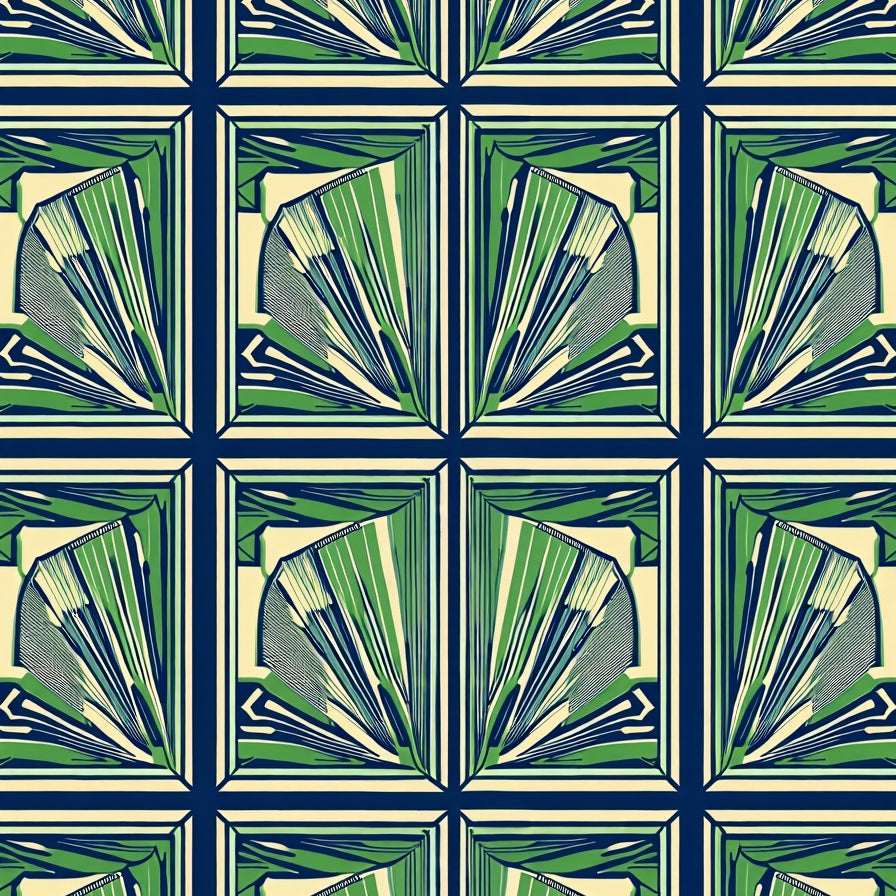 Art Inspired Fan with Radiating Interlocking Segments (Green) - ODIKA