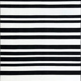 Retro Black & White Striped Modern Geometric Area(Black)