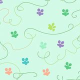Adorable Kitten Paw Prints Trail Design Accent(Green)