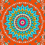 Burst Design with Intricate Symmetrical Petals and Ornate Center(Orange)