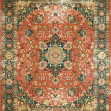 Elimbah Vintage Distressed Circular Featuring Floral Medallion(Red)