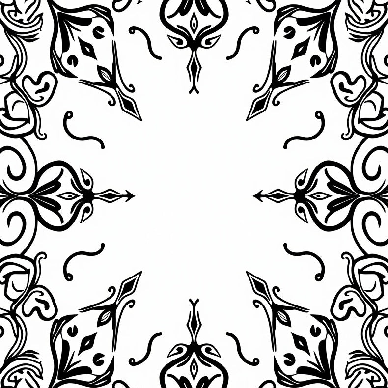 Paisley Scroll with Decorative Edge Trim (Black) - ODIKA