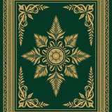 Ornate Pine Needle Medallion with Botanical Swirl Motifs(Green)