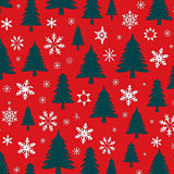 Festive Pine Tree with Snowflake Motifs Holiday(Red)