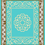 Artisan Bordered Medallion with Filigree Motifs (Turquoise)