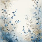 Dreamy Garden Bath with Artistic Watercolor Flower Impressions(Blue)