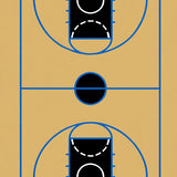 Basketball Court Brown Floor Black Key Blue Lines(Beige)