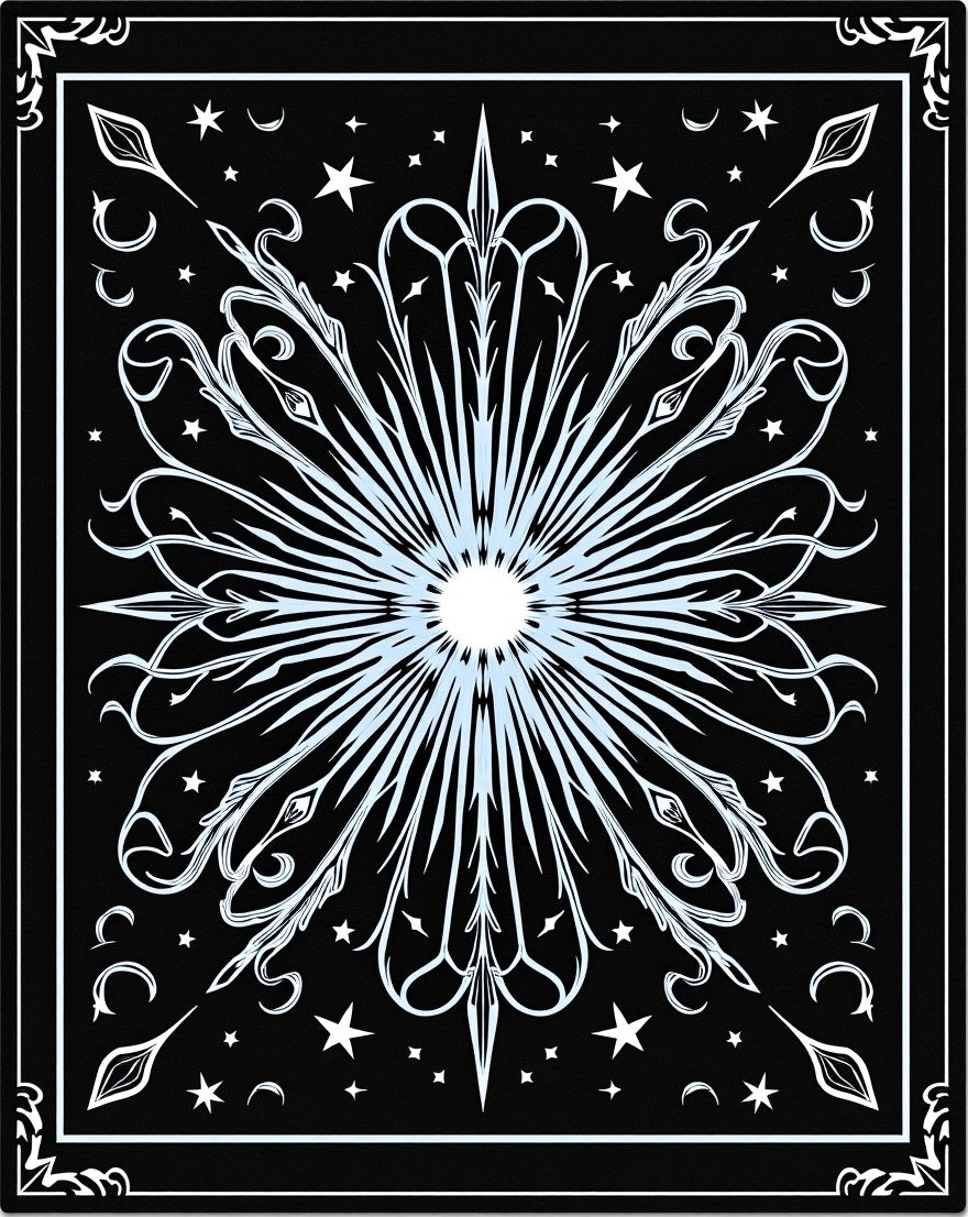 Celestial Starburst Radial Design with Cosmic Swirl (Black) - ODIKA