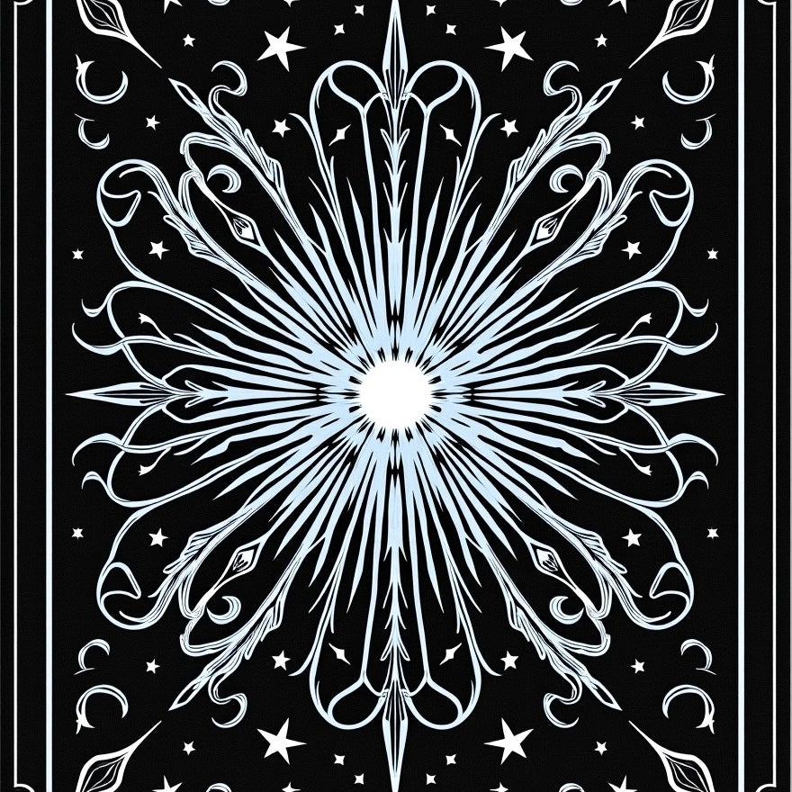 Celestial Starburst Radial Design with Cosmic Swirl (Black) - ODIKA