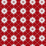 Scandinavian Folk Art Inspired Festive Motifs with Stylized Snow Blossoms(Red)