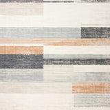Neutral Toned Abstract Runner Featuring Beige and Slate Linear Motifs(Gray)