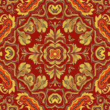 Autumn Medley Interlocking Leaf Motif with Folk Art Accents(Red)