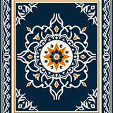 Heritage Artisan Medallion With Vintage Damask Inspiration(Navy)