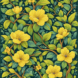 Elegant Floral Area Rug with Vintage Yellow Green Leaf Design(Yellow)