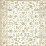 Non Slip Area in Beige and Sage Green Farmhouse Flower Style(Beige)