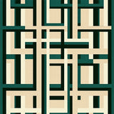 Geometric Lines Beige and Dark Green Floor(Beige)
