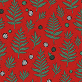 Enchanted Winter Throw Adorned With Magical Fir Branch Motifs(Red)