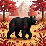 Autumn Wandering Bruin Woodland Trail Decorative Floor Covering(Red)