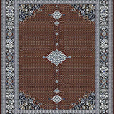 Intricate Geometric Spotted Design Area with Rich Brown and Silver Accents(Brown)