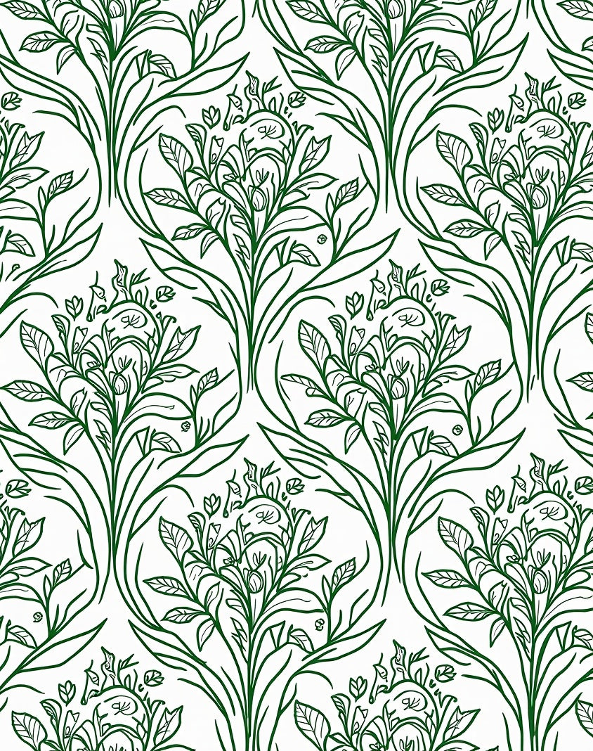 Classic Verdant Tapestry Winding Interlaced Floral Symphony (Green) - ODIKA