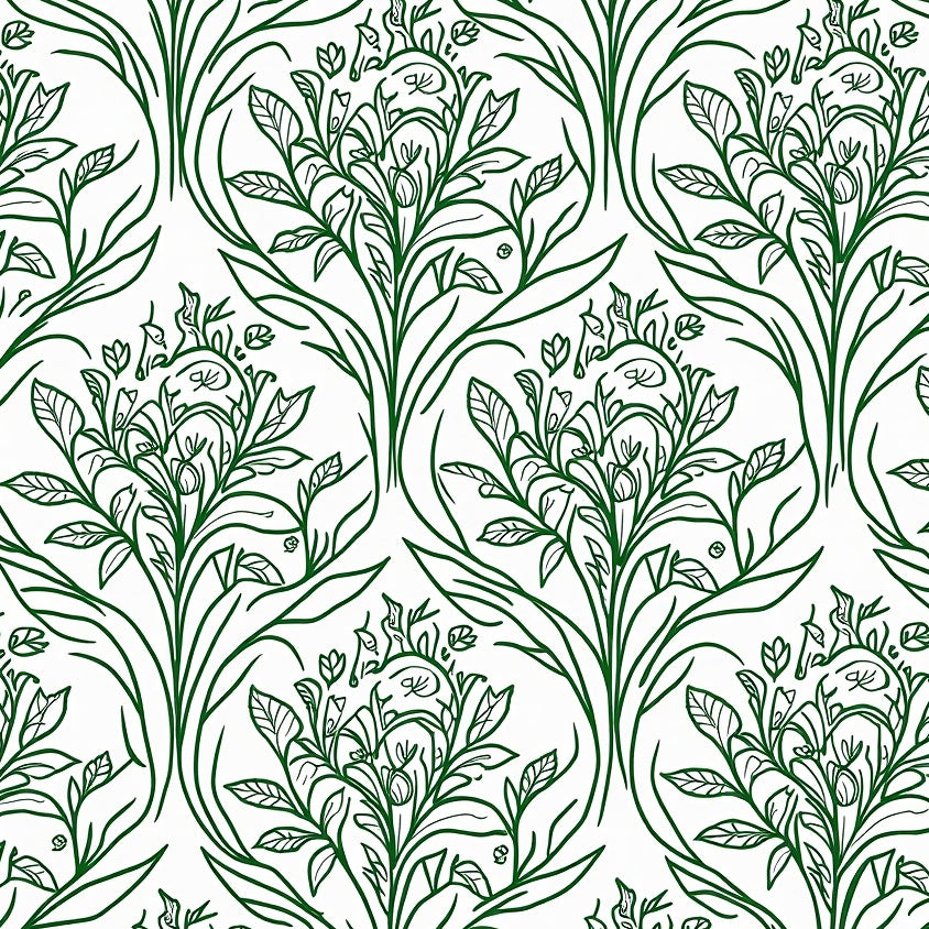 Classic Verdant Tapestry Winding Interlaced Floral Symphony (Green) - ODIKA