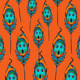 Abstract Peacock Feather Luxe Pile with Iridescent Eye Details(Orange)