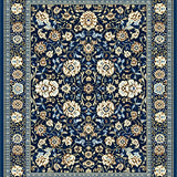 Intricate Floral Elegance Area with Blue and Beige(Blue)