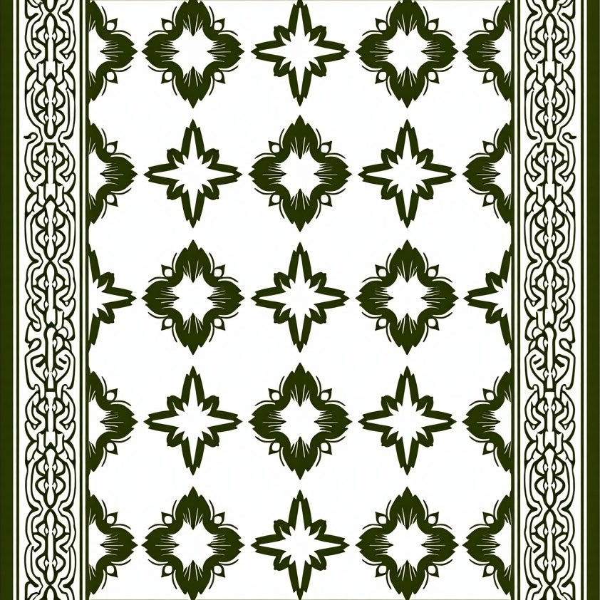 Tile Inspired Quatrefoil Motif Fuzzy Shag (Green) - ODIKA