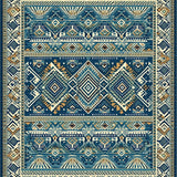 Tribal Geometric Southwestern Area with Blue and Beige(Blue)