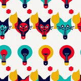 Retro Christmas Cat Illusion with Interlocking Lightbulb(Red)