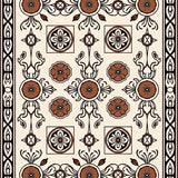 Interlocking Medallion Lattice with Ornate Floral Motifs and Art Influence (Ivory)