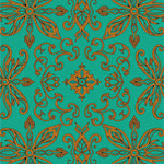 Jade Flooring with Swirling Paisley Flourishes (Blue) - ODIKA
